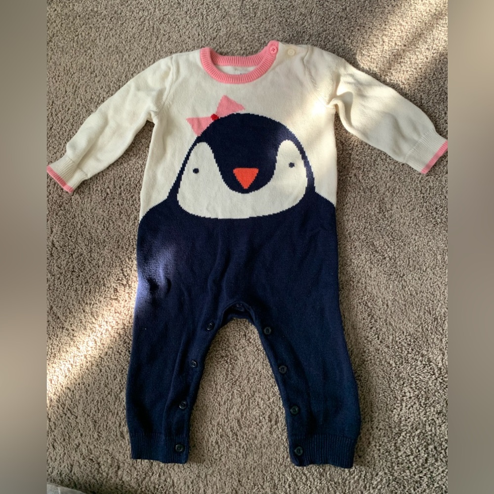 Baby Gap Sweater Penguin Onesie Romper